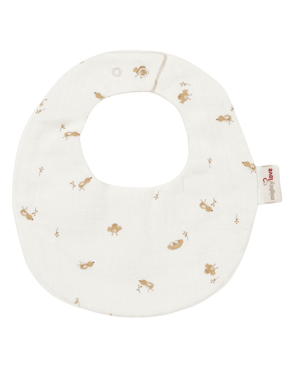 Babete redondo creme com passarinhos estampados
