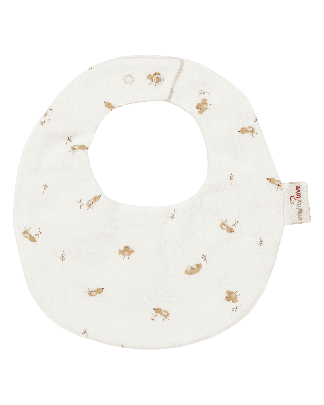 Babete redondo creme com passarinhos estampados