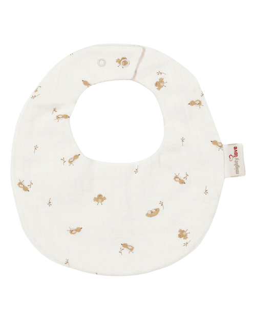 Babete redondo creme com passarinhos estampados