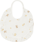 Babete creme com ursinhos e flores amarelas e folho franzido