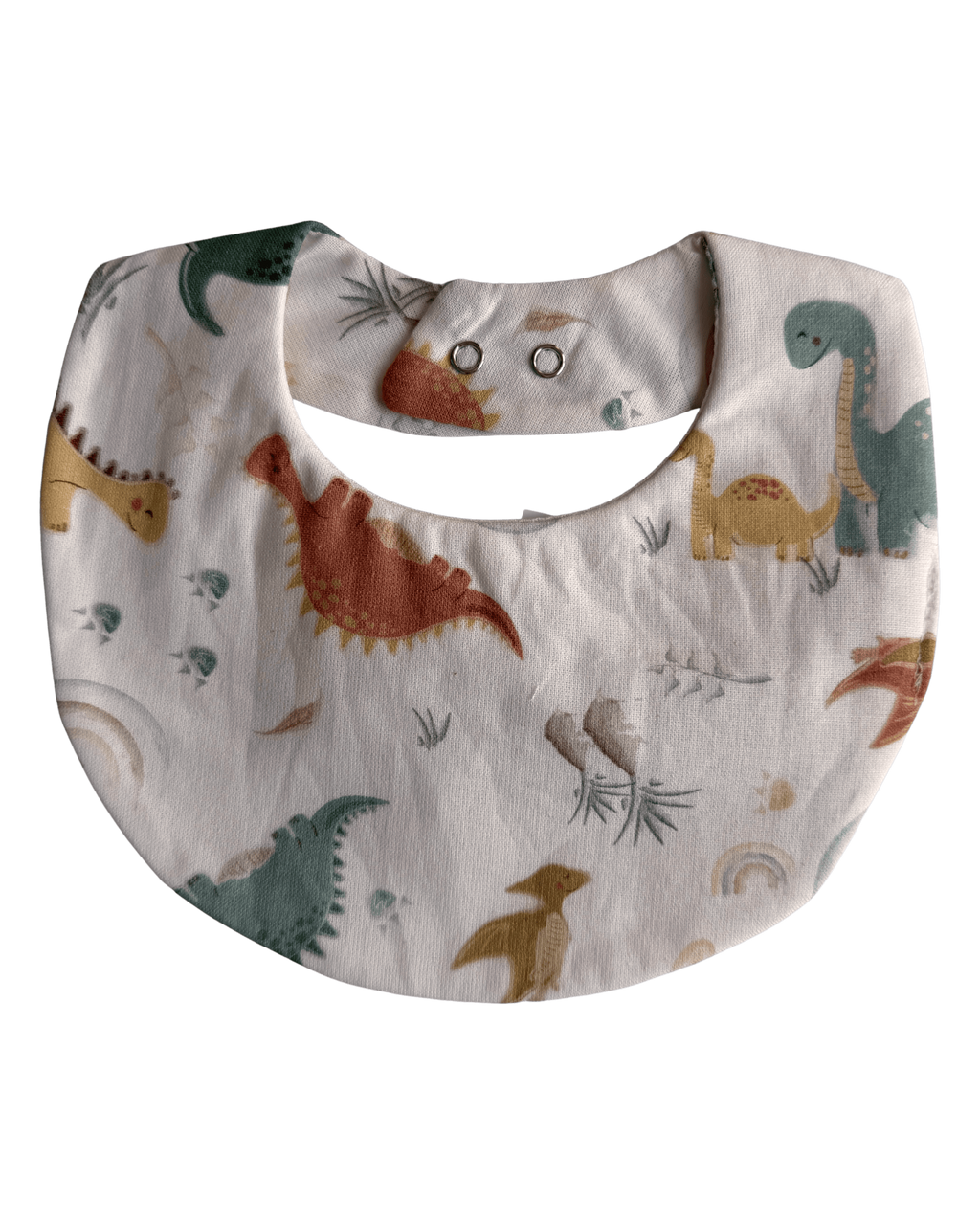 Babete redondo creme com dinossauros estampados