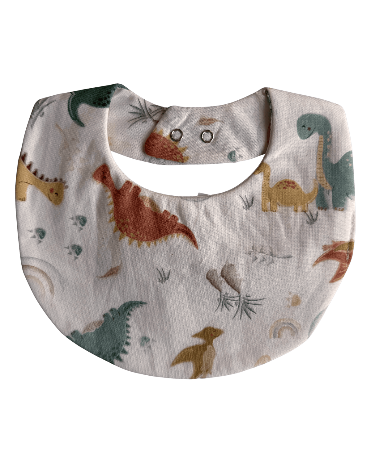 Babete redondo creme com dinossauros estampados