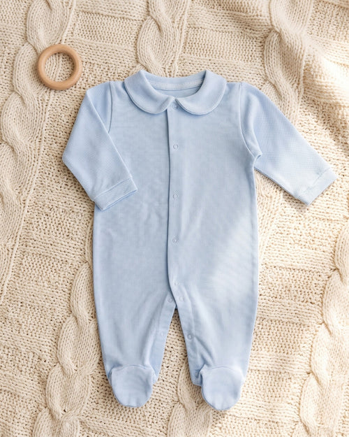 Babygrow com Gola Redonda — Azul Piqué