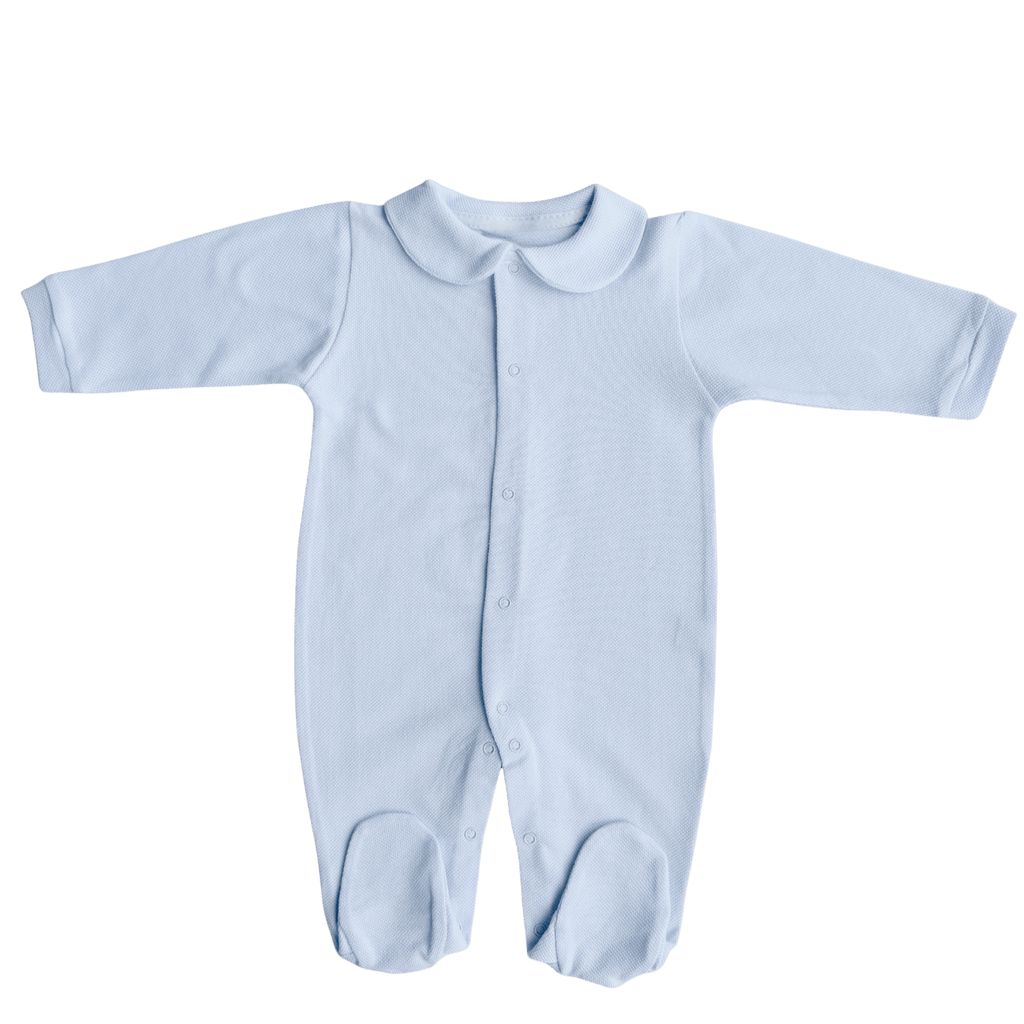 Babygrow com Gola Redonda — Azul Piqué