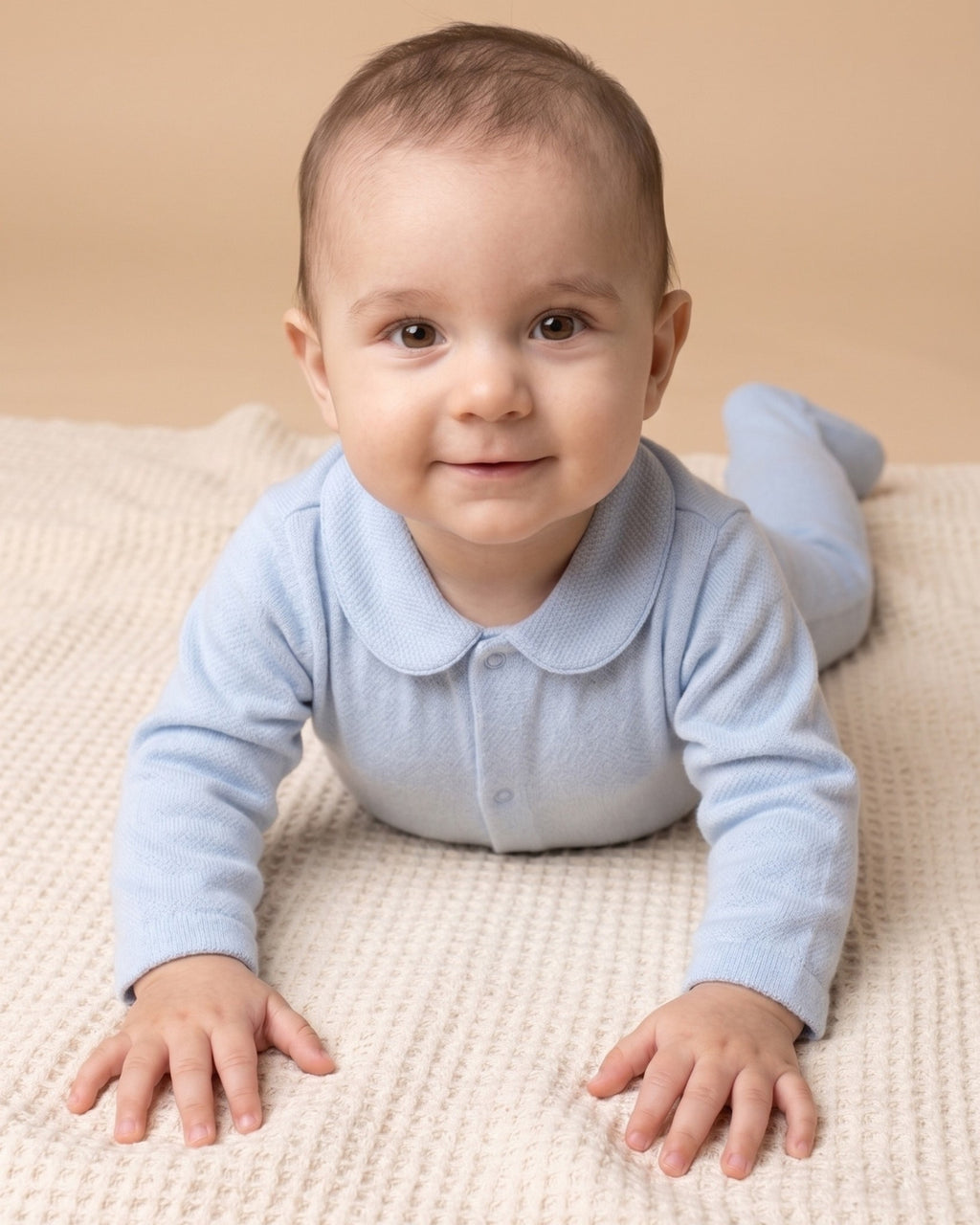 Babygrow com Gola Redonda — Azul Piqué