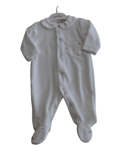 Babygrow creme com bolso estampado de passarinhos