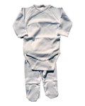 Body cruzado e collants com pés, meio branco, lisos