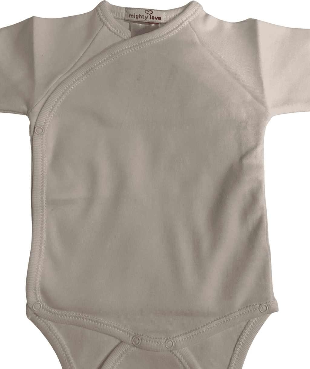 Body cruzado meio branco, de perto, com o cruzado e as molas