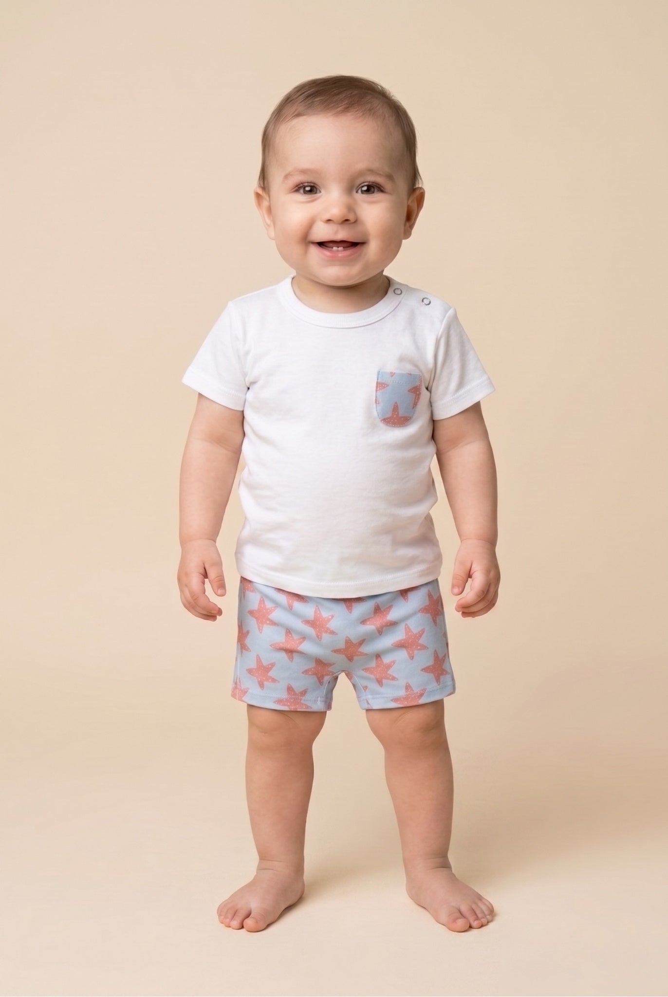 Conjunto Praia Estrela-do-Mar — T-shirt e Calção de Banho