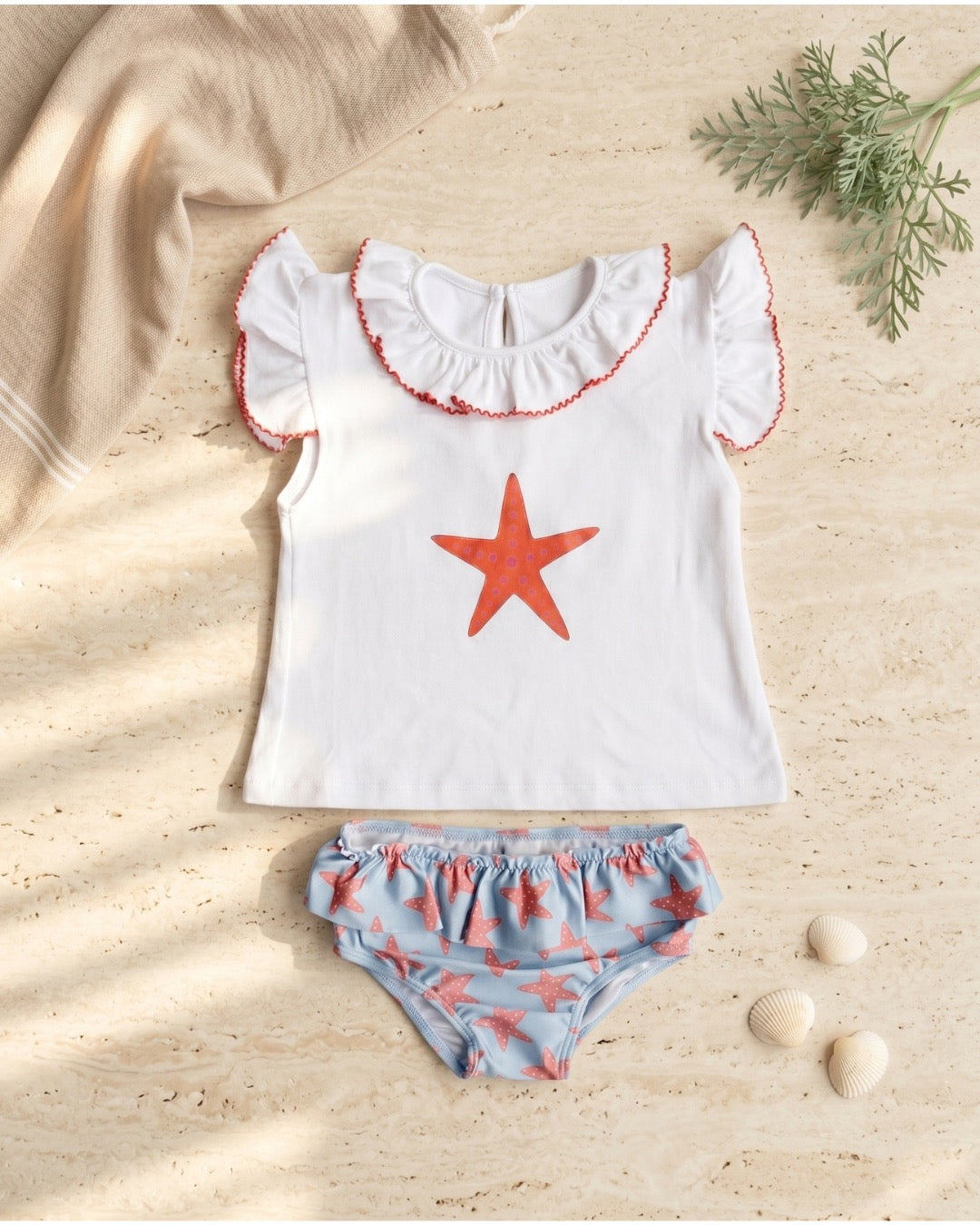 Conjunto Praia Estrela-do-Mar — T-shirt e Cueca de Banho