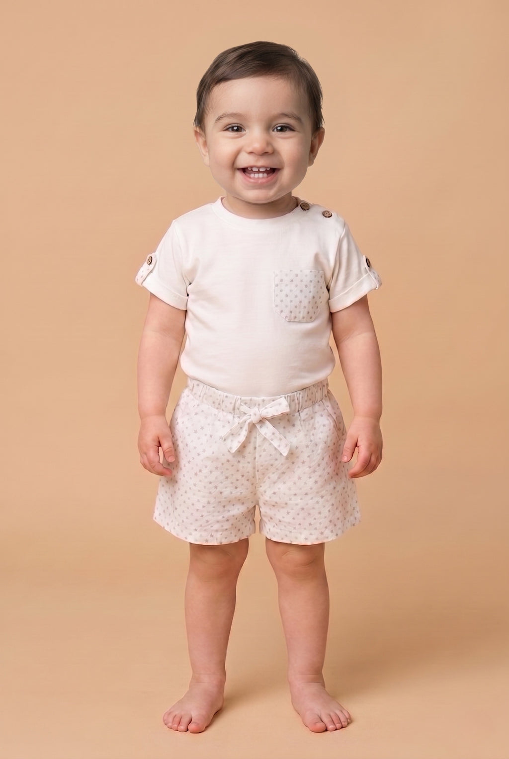 Conjunto Praia Estrelinhas — T-shirt e Calção de Banho