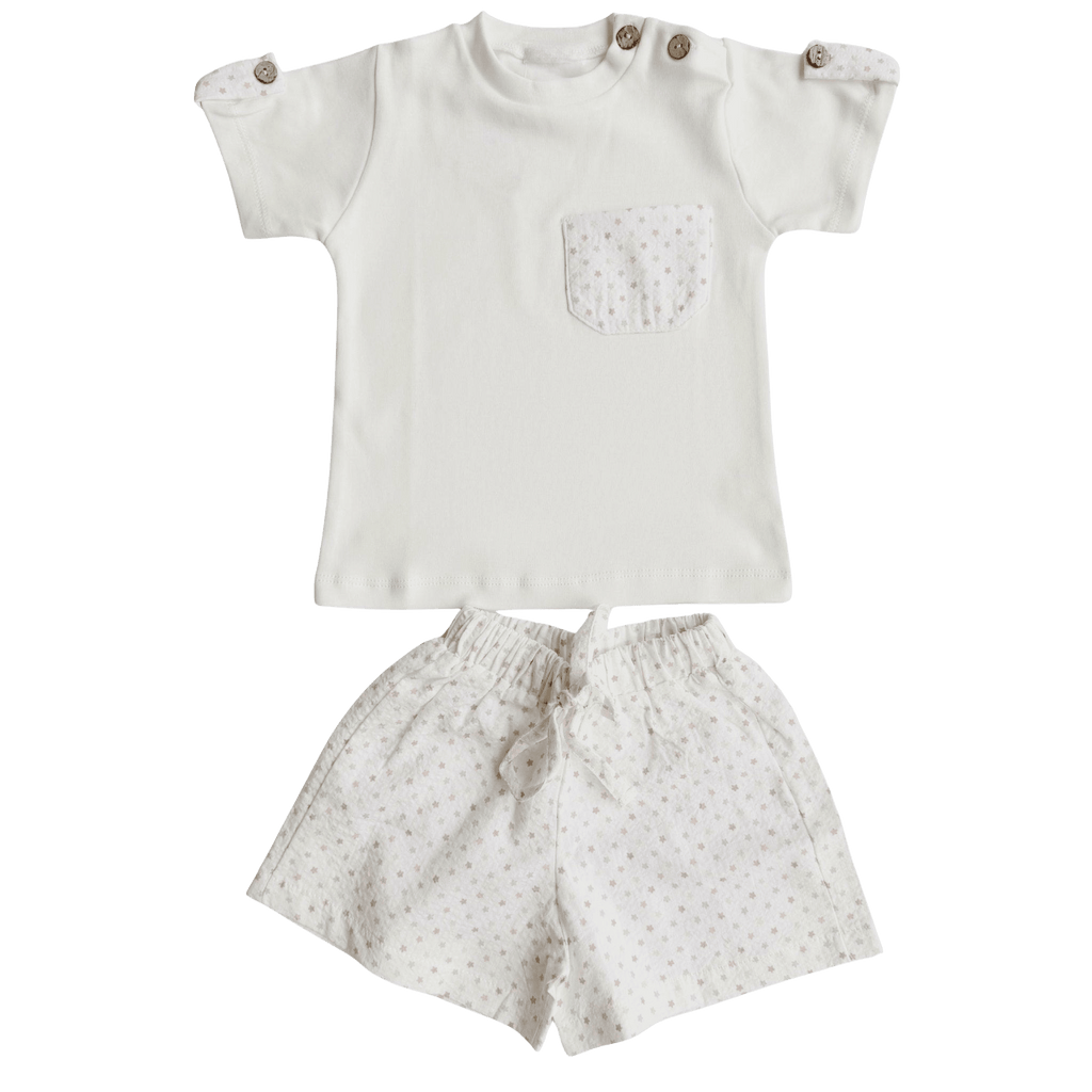 Conjunto Praia Estrelinhas — T-shirt e Calção de Banho