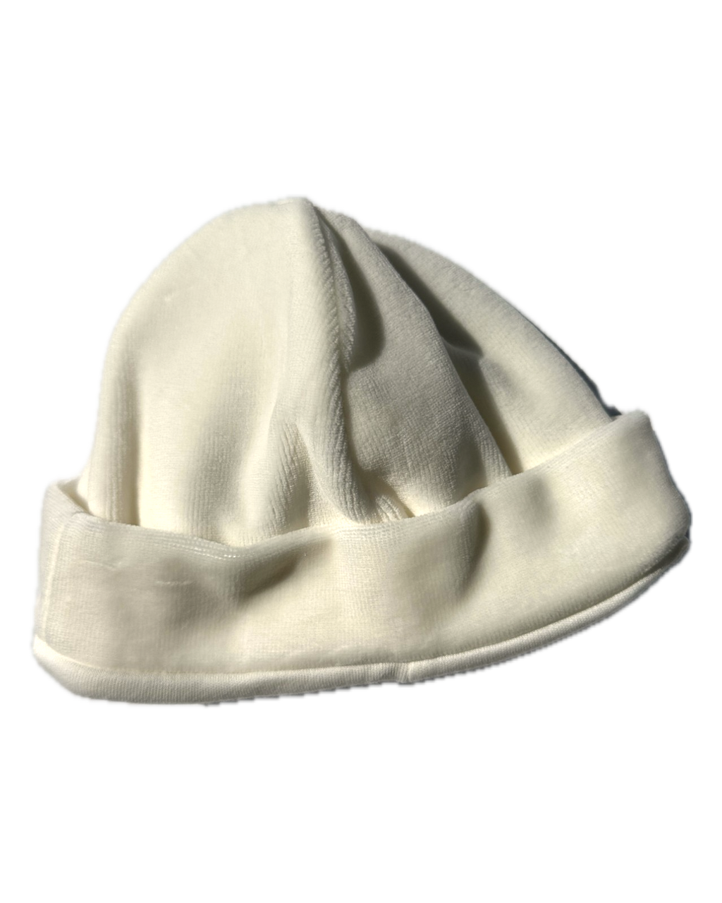 Gorro liso branco, com dobra larga