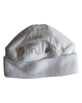 Gorro creme com dobra larga e painel de ursinhos e flores amarelas