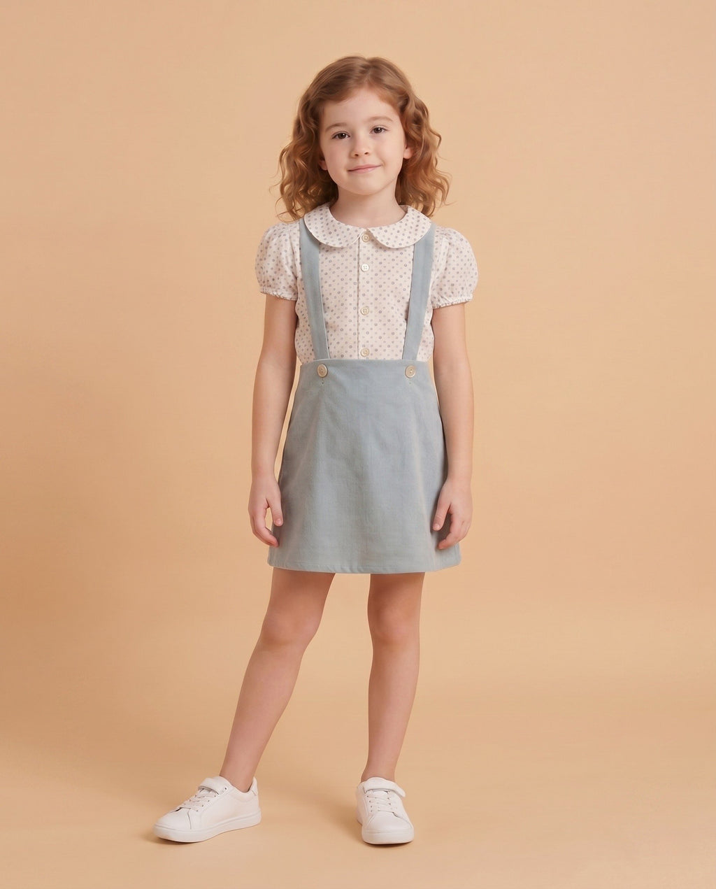 Saia com Alças e Blusa Estrelinhas — Verde Sálvia