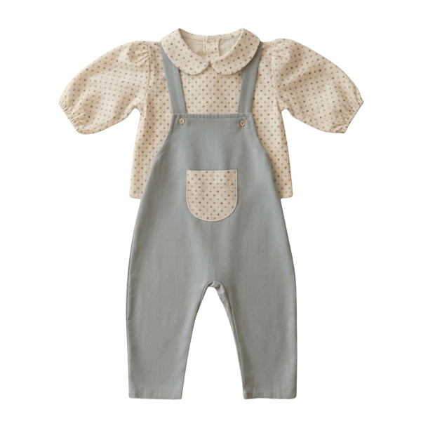 Jardineira e Blusa Estrelinhas — Verde Sálvia (Menino)