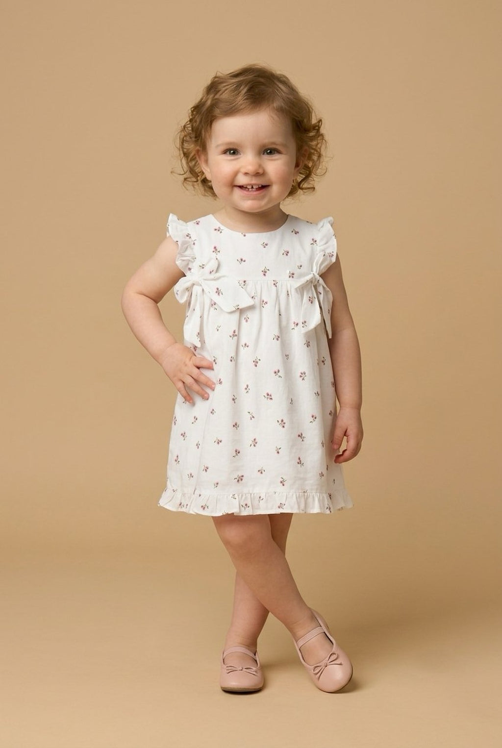 Vestido Rosas — Branco